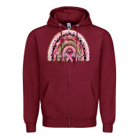 Burgundy cancer rainbow Zipper Hoodie - CowGirlArtShop