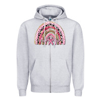 Heather Grey cancer rainbow Zipper Hoodie - CowGirlArtShop