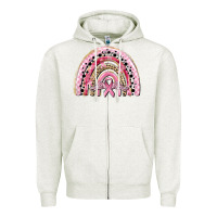 Oatmeal Heather cancer rainbow Zipper Hoodie - CowGirlArtShop