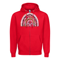 Red cancer rainbow Zipper Hoodie - CowGirlArtShop