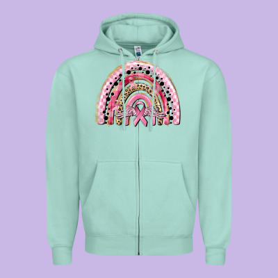 Cancer Rainbow Zipper Hoodie Designed By Cowgirlartshop