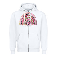 White cancer rainbow Zipper Hoodie - CowGirlArtShop