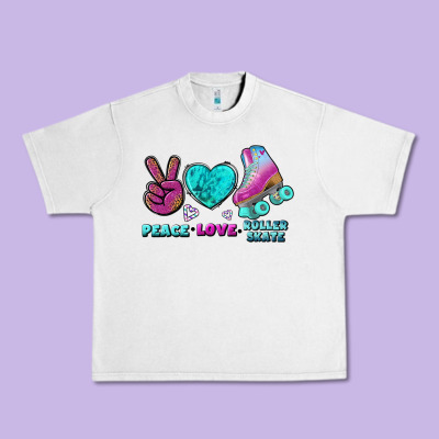 Peace Love Roller Skate Urban Heavy Tee Designed By Bundleandbundleshop