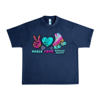 Navy peace love roller skate Urban Heavy Tee - BundleAndBundleShop