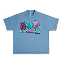 Pebble Blue peace love roller skate Urban Heavy Tee - BundleAndBundleShop