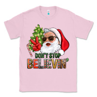 Bubblegum Pink Don't Stop Believing Santa Classic Tee - BundleAndBundleShop
