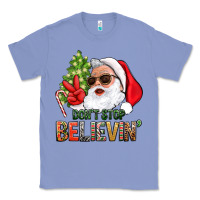 Colony Blue Don't Stop Believing Santa Classic Tee - BundleAndBundleShop
