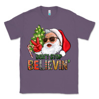 Lavender Don't Stop Believing Santa Classic Tee - BundleAndBundleShop