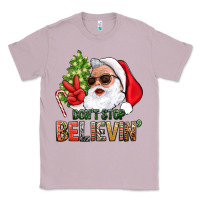 Lilac Don't Stop Believing Santa Classic Tee - BundleAndBundleShop