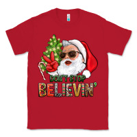 Red Don't Stop Believing Santa Classic Tee - BundleAndBundleShop
