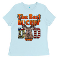 Baby Blue The Best Bucking Dad Ever Ladies Tee - LillyAllenDesigns