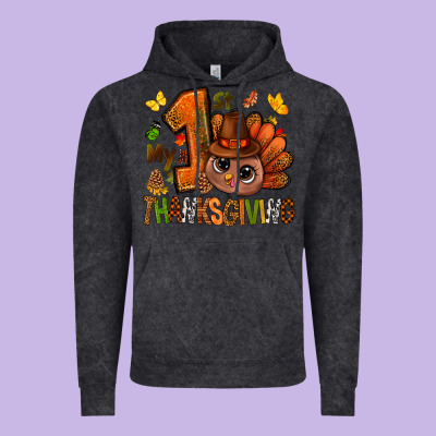 My First Thanksgiving With Turkey Bbs Vintage Hoodie Designed By Bundleandbundleshop
