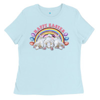 Baby Blue Happy easter bunny tails Ladies Tee - RanaPortraitStore