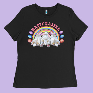 Happy Easter Bunny Tails Ladies Tee Designed By Ranaportraitstore