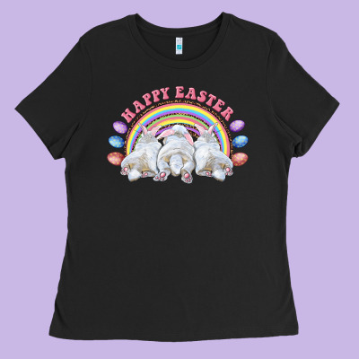 Happy Easter Bunny Tails Ladies Tee Designed By Ranaportraitstore