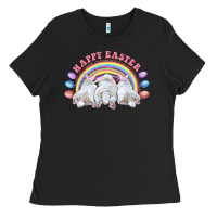 Black Happy easter bunny tails Ladies Tee - RanaPortraitStore