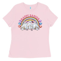 Bubblegum Pink Happy easter bunny tails Ladies Tee - RanaPortraitStore