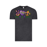 Vintage Black Peace Love Mardi Gras Vintage Tee - BundleAndBundleShop