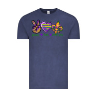 Vintage Denim Peace Love Mardi Gras Vintage Tee - BundleAndBundleShop