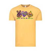 Vintage Mustard Peace Love Mardi Gras Vintage Tee - BundleAndBundleShop