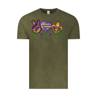 Vintage Olive Peace Love Mardi Gras Vintage Tee - BundleAndBundleShop