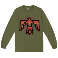 Army Green Red Aztec Thunderbird Long Sleeve Tee - Bettercallsaul