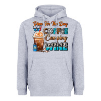 Heather Grey Plan For The Day Coffee Camping Wine Frappe Coffee Heavyweight Hoodie - FaDigitalArtStudio