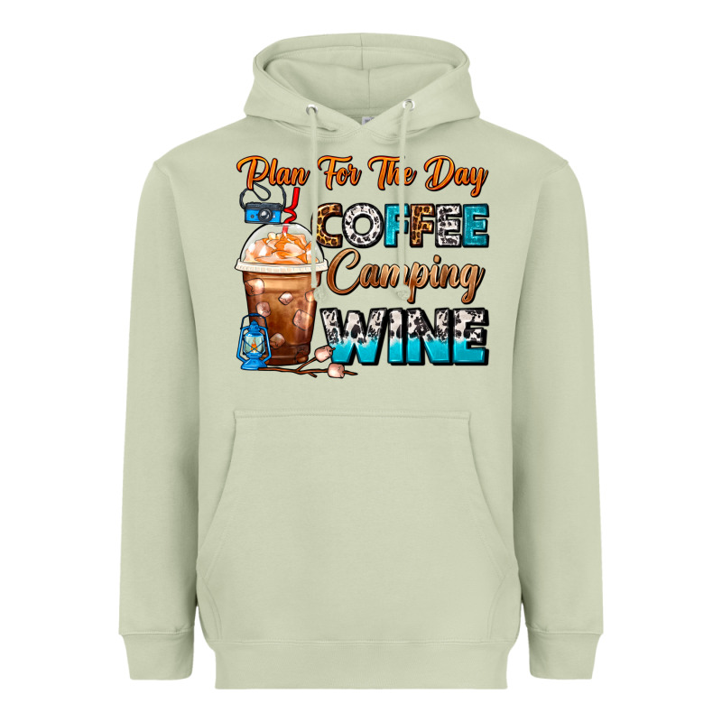 Plan For The Day Coffee Camping Wine Frappe Coffee Heavyweight Hoodie by FaDigitalArtStudio | Teevron