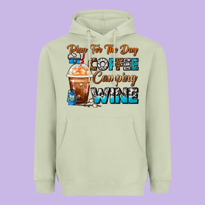 Plan For The Day Coffee Camping Wine Frappe Coffee Heavyweight Hoodie Designed By Fadigitalartstudio