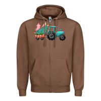 Chestnut christmas tree tractor Zipper Hoodie - CowGirlArtShop
