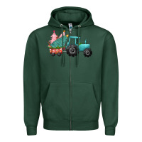 Sports Green christmas tree tractor Zipper Hoodie - CowGirlArtShop