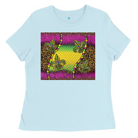 Baby Blue mardi gras  leopard pink glitter Ladies Tee - BarkalooDesign