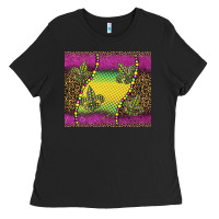 Black mardi gras  leopard pink glitter Ladies Tee - BarkalooDesign