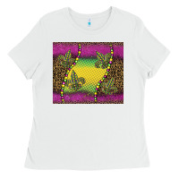 White mardi gras  leopard pink glitter Ladies Tee - BarkalooDesign