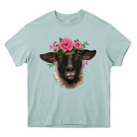 Arona suffolk ewe sheep with floral headdress Heavy Core Tee - BarkalooDesign