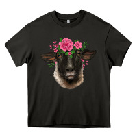 Asphalt suffolk ewe sheep with floral headdress Heavy Core Tee - BarkalooDesign