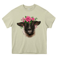 Mossy suffolk ewe sheep with floral headdress Heavy Core Tee - BarkalooDesign