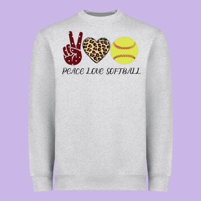 Peace Love Softball Heavyweight Sweatshirt Designed By Bettercallsaul
