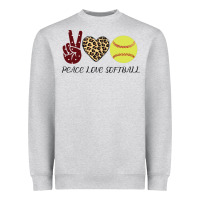 Heather Grey Peace Love Softball Heavyweight Sweatshirt - Bettercallsaul