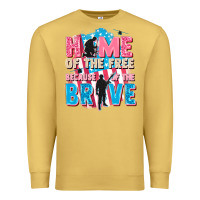 Antique Gold Home of the free because of the brave Premium Sweatshirt - FaDigitalArtStudio