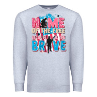 Heather Grey Home of the free because of the brave Premium Sweatshirt - FaDigitalArtStudio