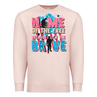 Pale Pink Home of the free because of the brave Premium Sweatshirt - FaDigitalArtStudio