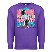 Purple Home of the free because of the brave Premium Sweatshirt - FaDigitalArtStudio