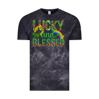 Cloud Black Lucky And Blessed St Patricks Vintage Tee - BundleAndBundleShop