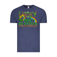 Vintage Denim Lucky And Blessed St Patricks Vintage Tee - BundleAndBundleShop