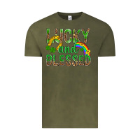 Vintage Olive Lucky And Blessed St Patricks Vintage Tee - BundleAndBundleShop