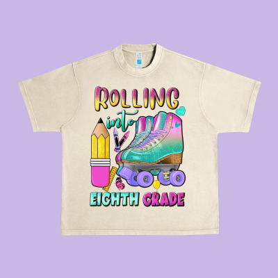 Rolling Into Eighth Grade Urban Heavy Tee Designed By Bundleandbundleshop