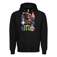 Black ho ho ho gnomes Zipper Hoodie - CowGirlArtShop