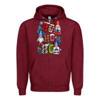 Burgundy ho ho ho gnomes Zipper Hoodie - CowGirlArtShop