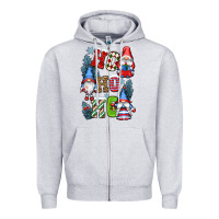 Heather Grey ho ho ho gnomes Zipper Hoodie - CowGirlArtShop